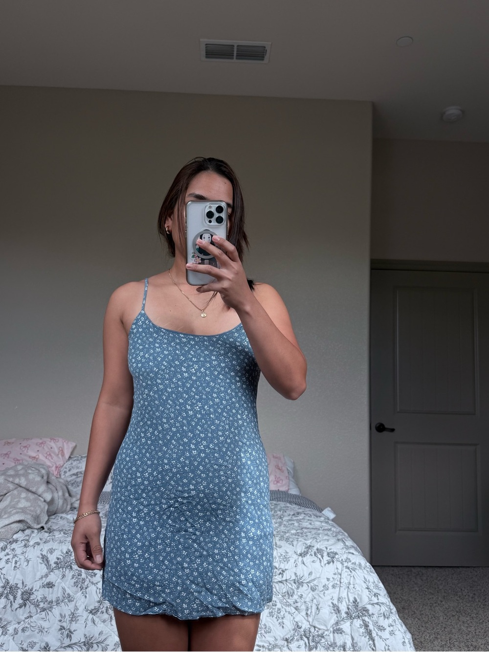 La Hearts Blue Floral Slip Mini Dress
